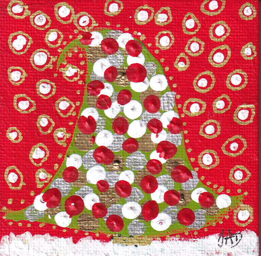 3" x 3" Original Artwork on Canvas - 14 - 50% off Christmas Sale - Now $12.50