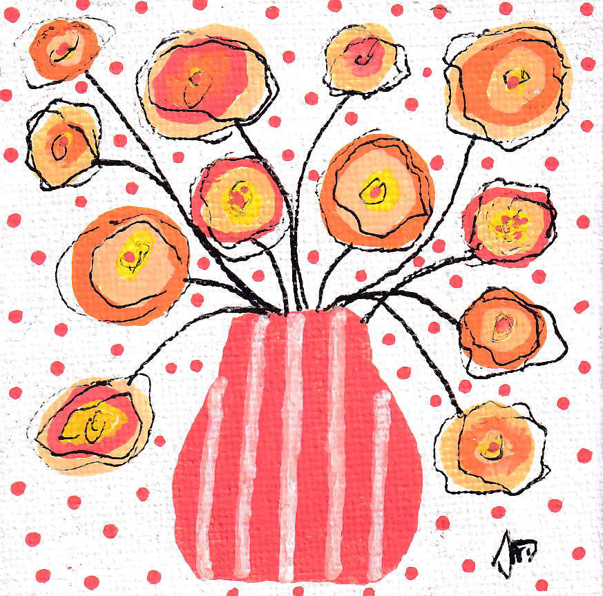 3" x 3" Original Artwork on Canvas - 6 - 50% off Christmas Sale - Now $12.50