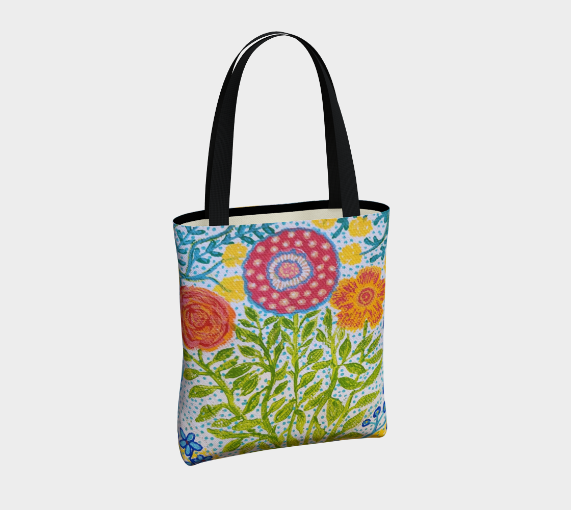 Joyful Art Made in Canada Canvas Tote Bag: Garden Flowers