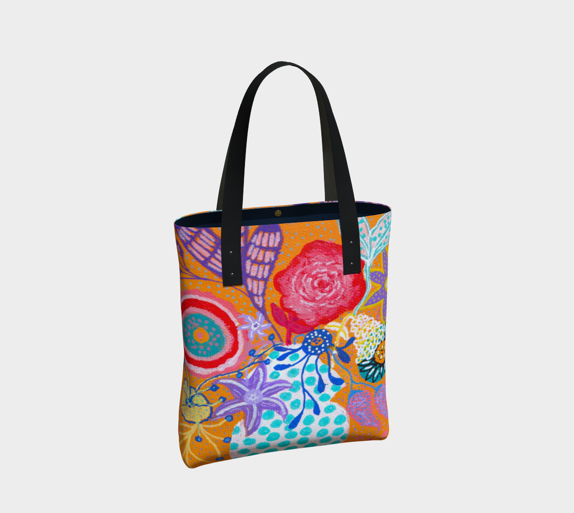 Joyful Art Made in Canada Canvas Tote Bag: Blooms in Polka Dot Vase