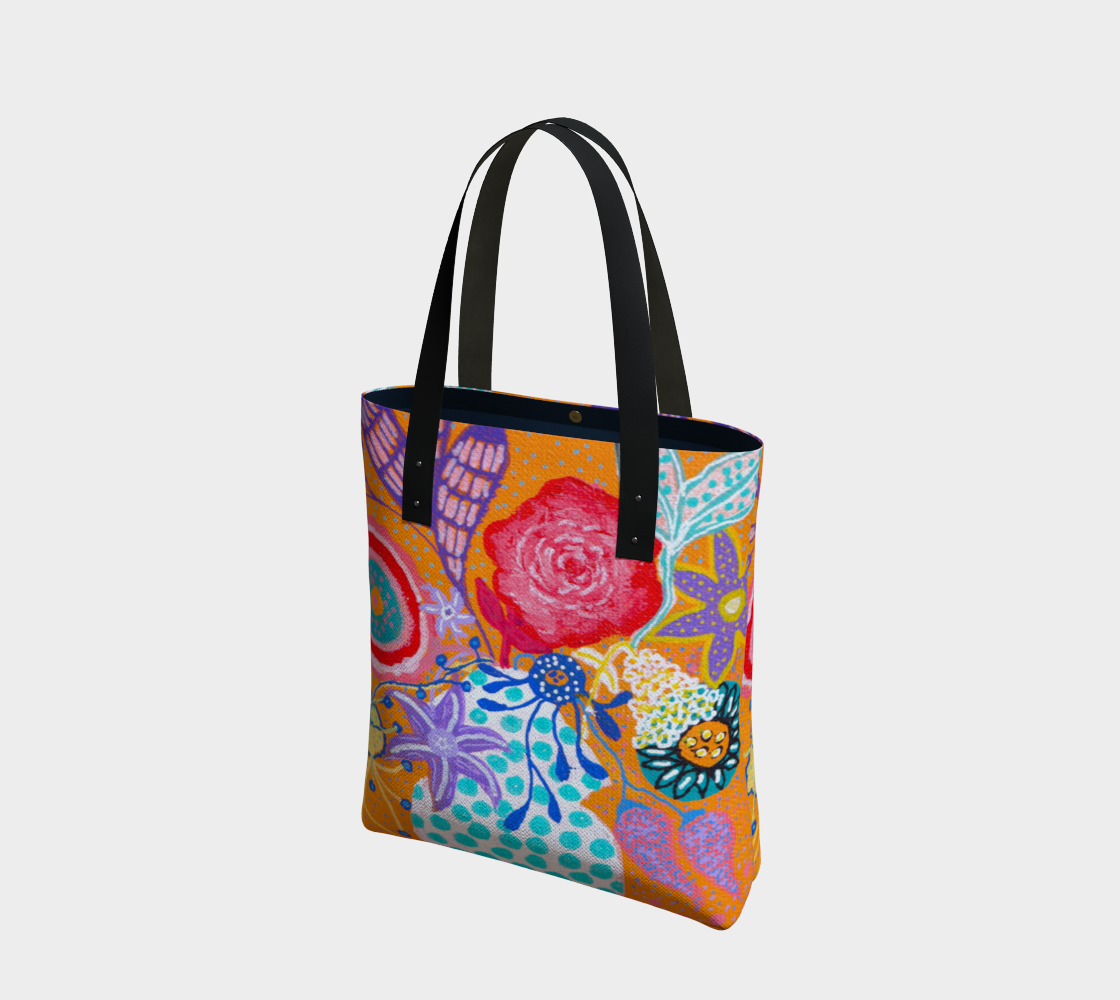 Joyful Art Made in Canada Canvas Tote Bag: Blooms in Polka Dot Vase