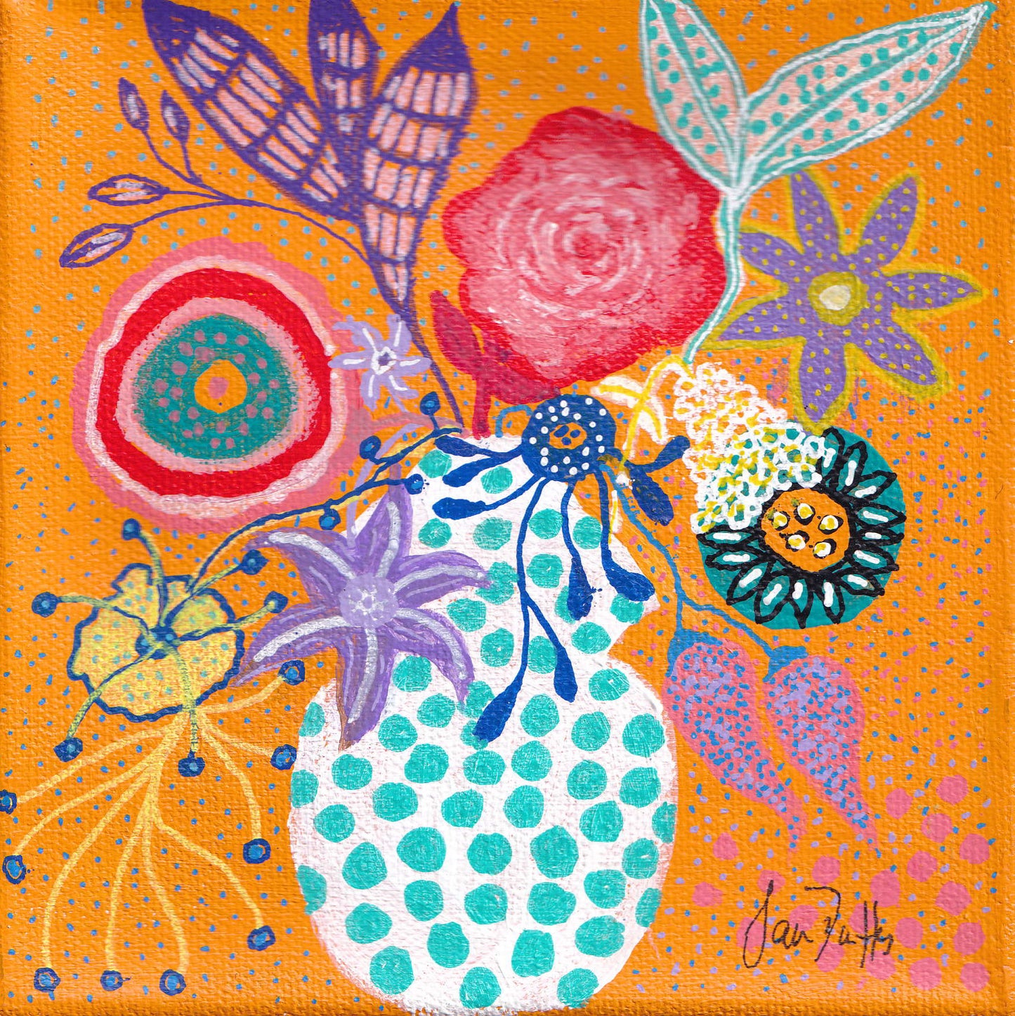BLOOMS IN POLKA DOT VASE