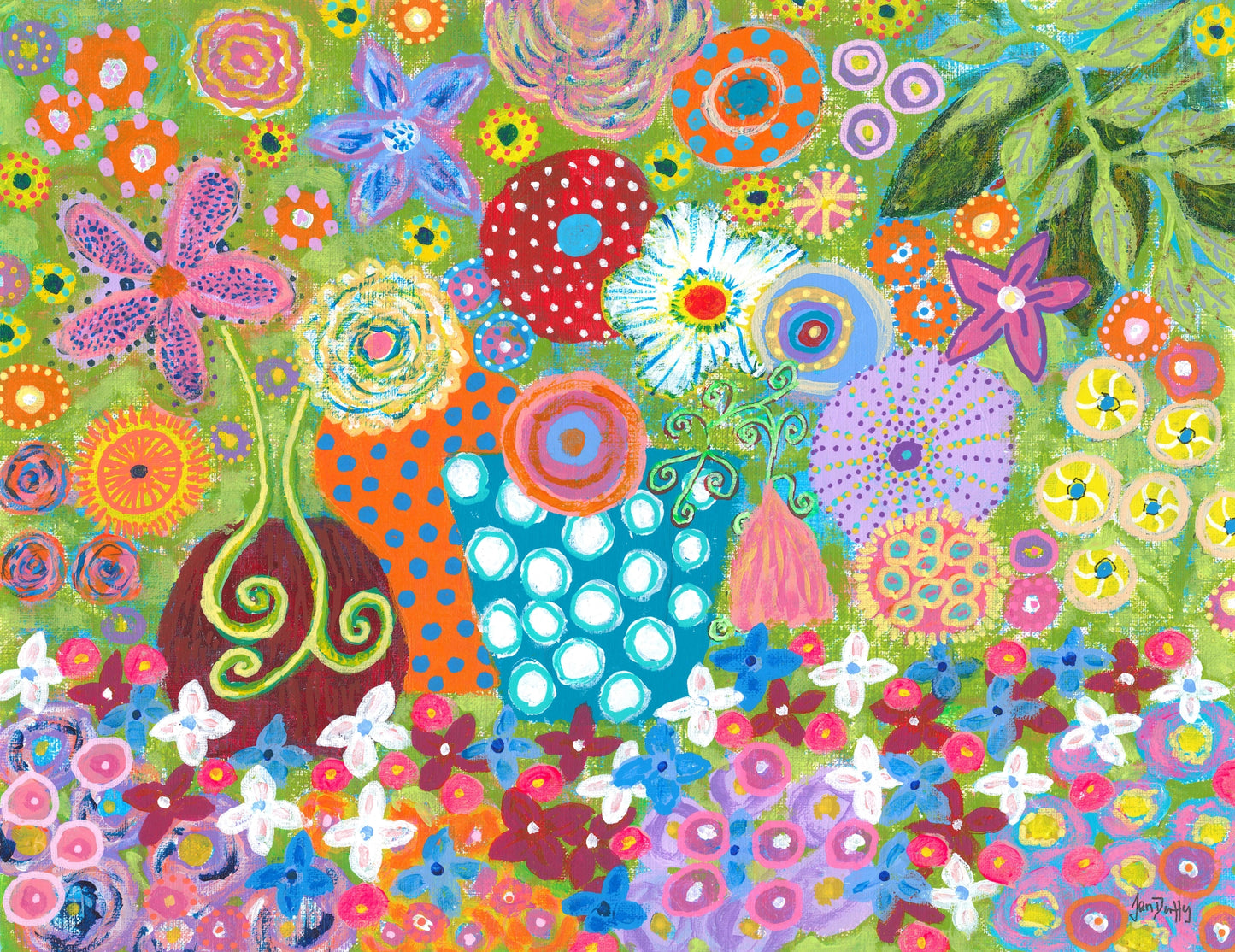 WILDNESS AND POLKA DOTS. ORIGINAL ARTWORK ON PAPER. IMAGE SIZE 11" X 14"