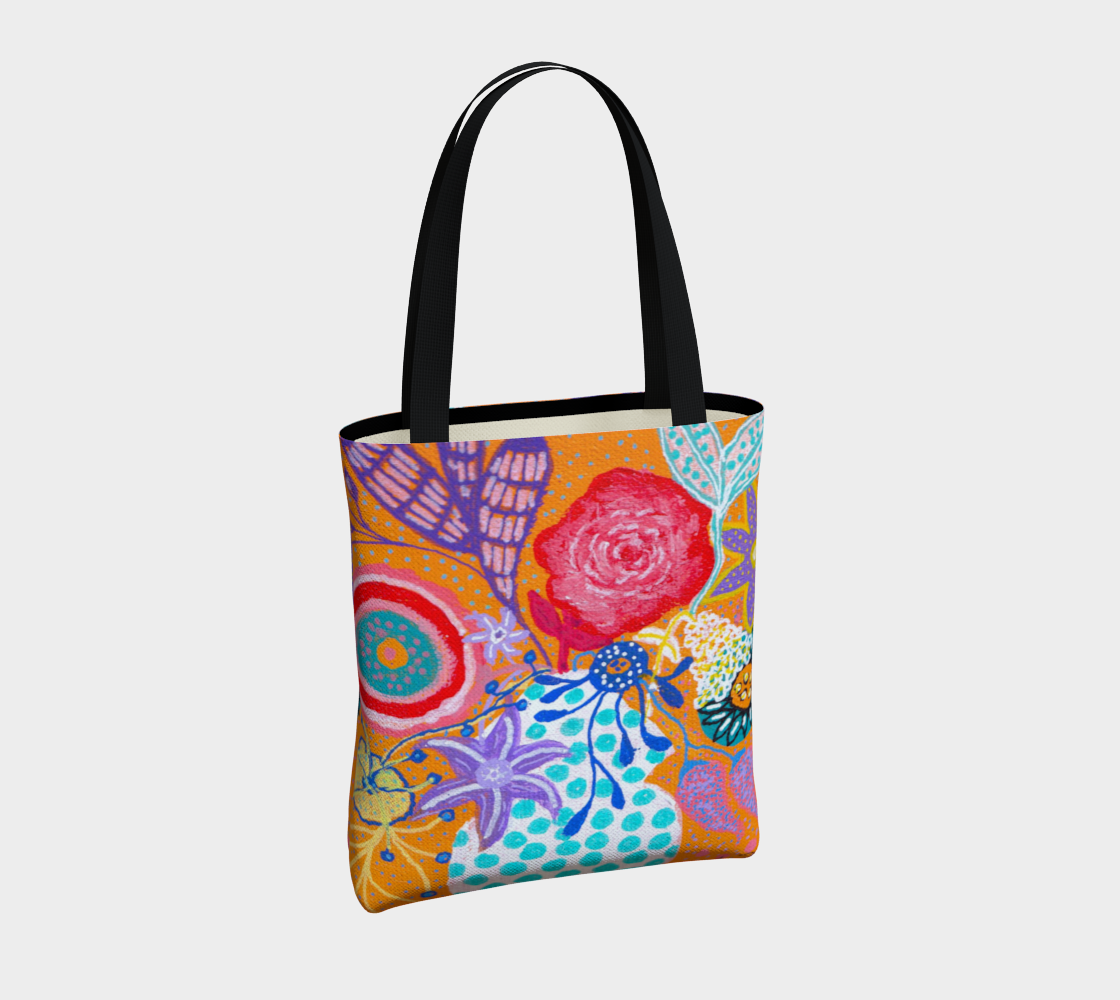 Joyful Art Made in Canada Canvas Tote Bag: Blooms in Polka Dot Vase