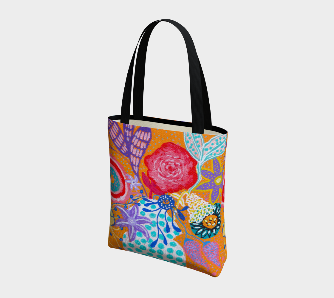 Joyful Art Made in Canada Canvas Tote Bag: Blooms in Polka Dot Vase
