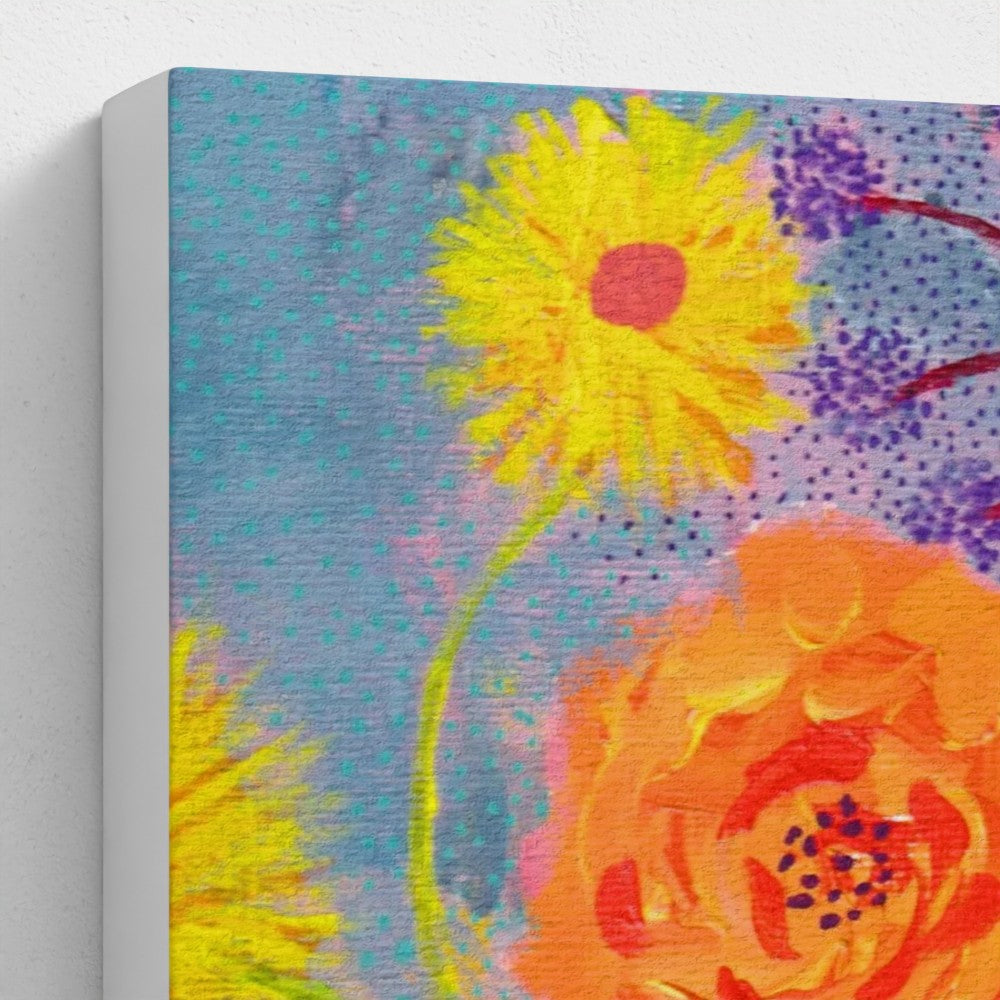Wrapped Canvas Print 16 x 20" Flowers and Berries in Orange Vase