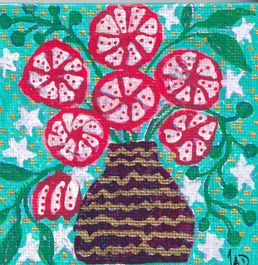 3" x 3" Original Artwork on Canvas - 12 - 50% off Christmas Sale - Now $12.50