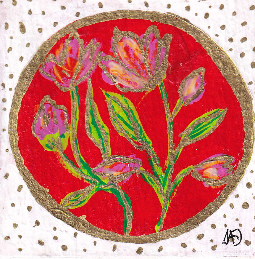 3" x 3" Original Artwork on Canvas - 19 - 50% off Christmas Sale - Now $12.50