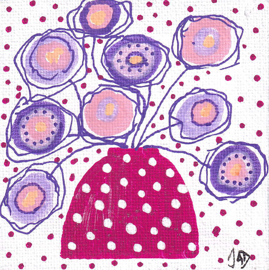 3" x 3" Original Artwork on Canvas - 7 - 50% off Christmas Sale - Now $12.50