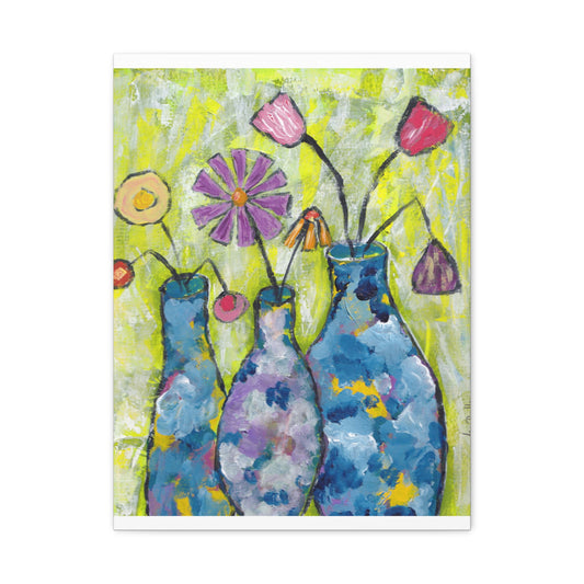 FLOWERS IN MOTTLED GLASS