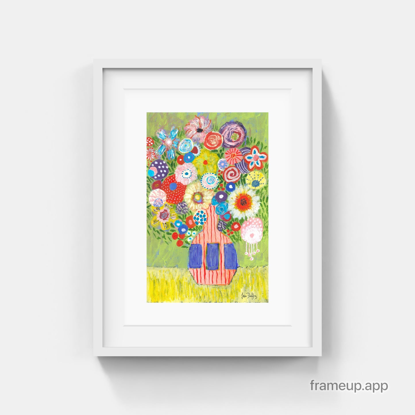EXUBERANCE IN ORANGE AND BLUE VASE