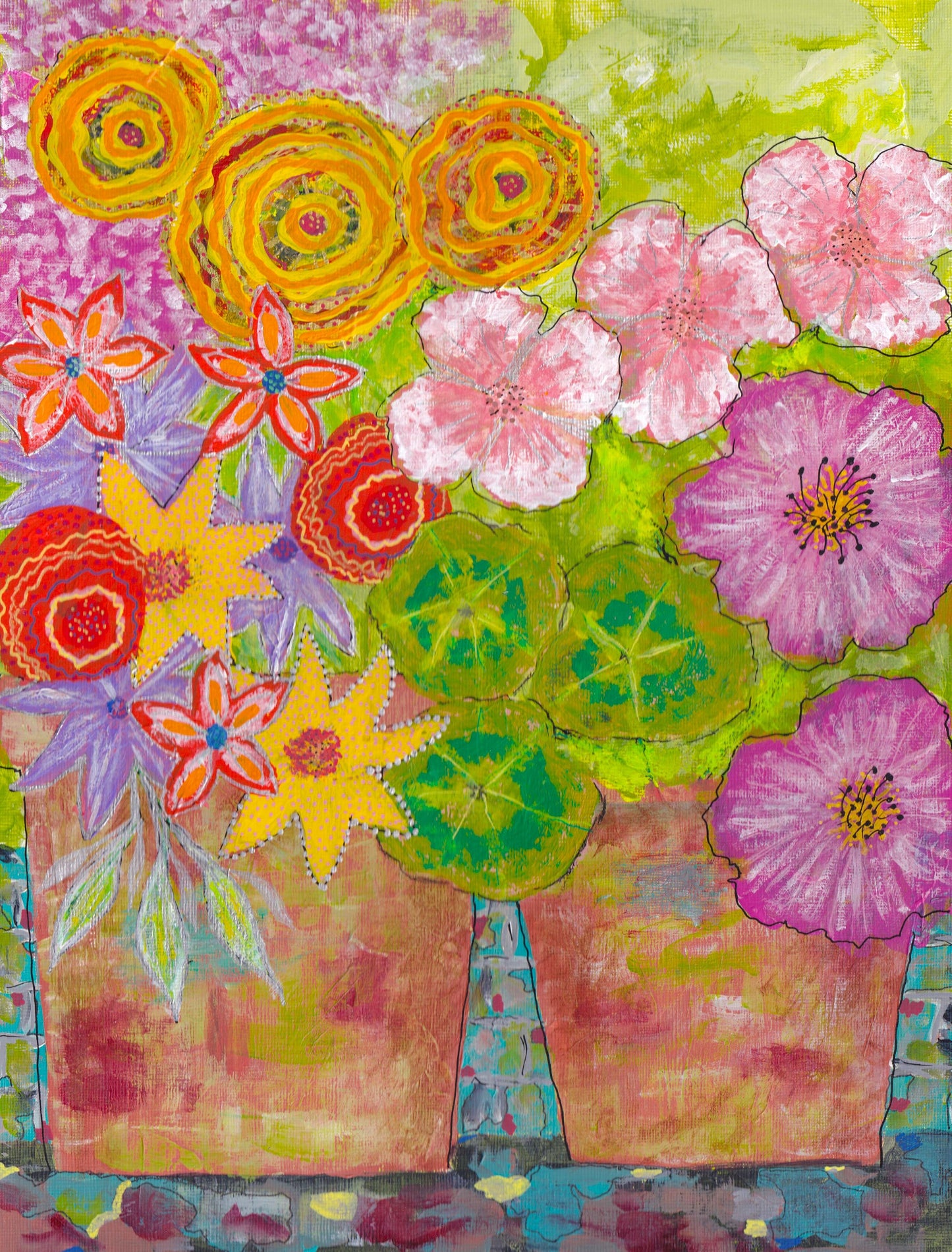 Wrapped Canvas Print 16" X 20" Flowerpot Mayhem