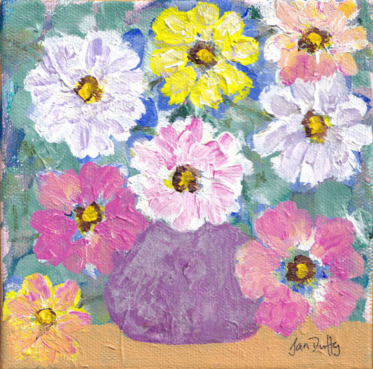 FLOWERS IN PURPLE VASE