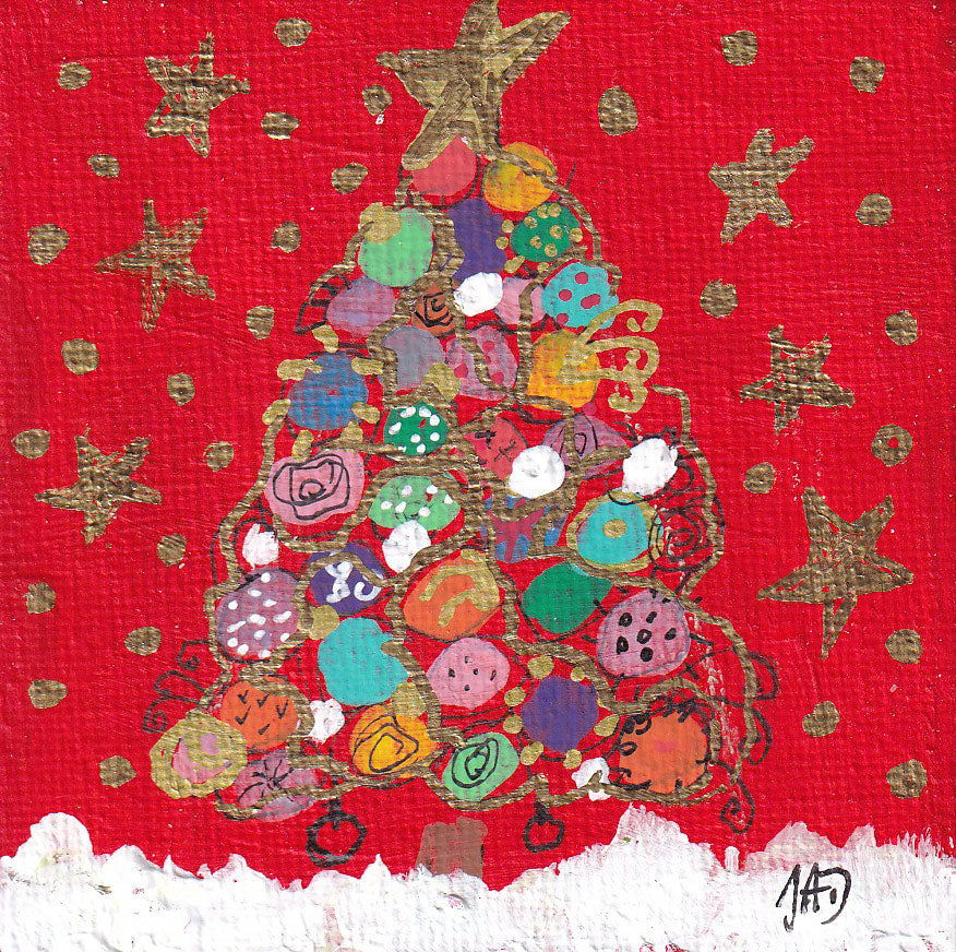 3" x 3" Original Artwork on Canvas - 1 - 50% Off Christmas Sale Now $12.50