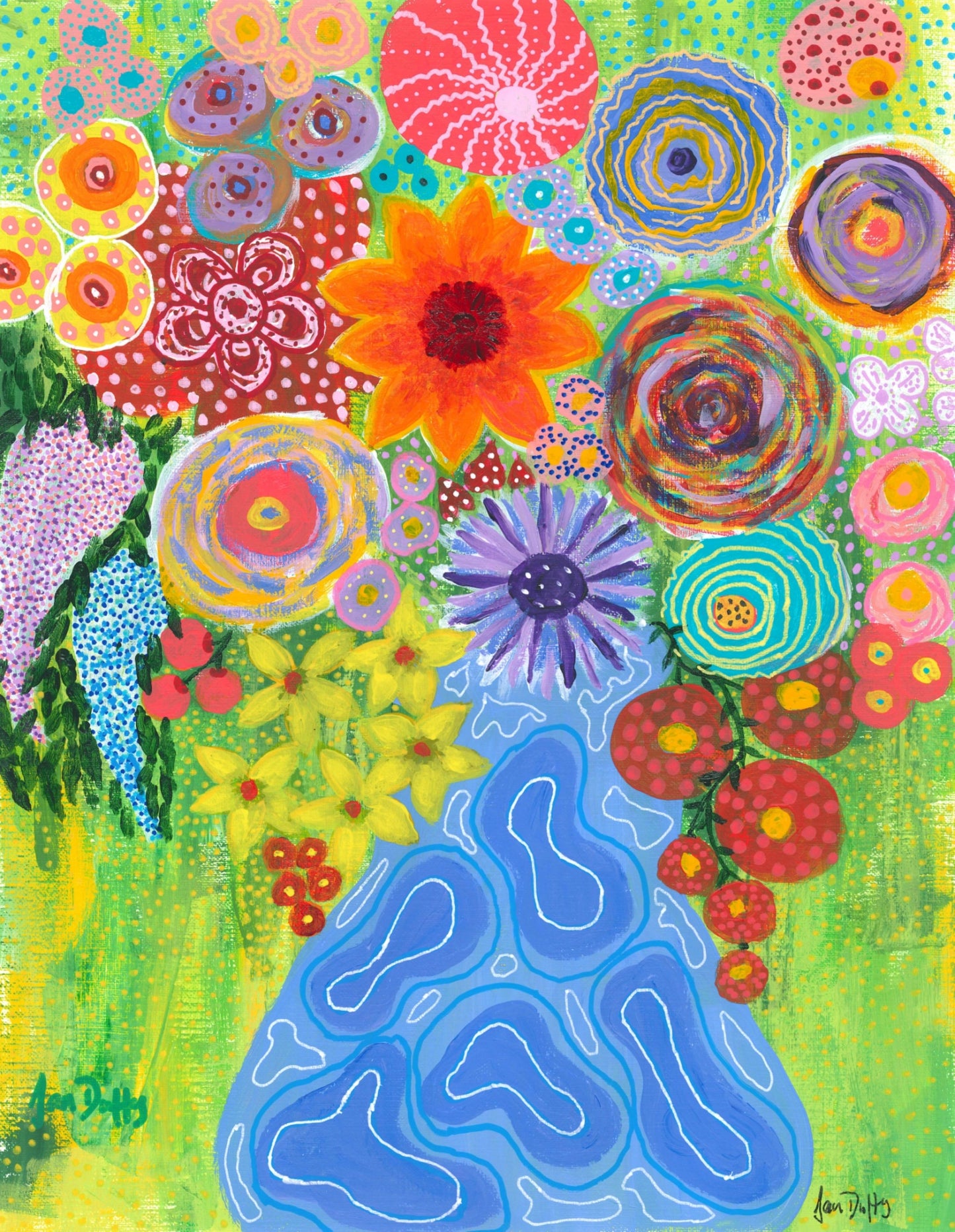 Wrapped Canvas Print 16" X 20" Vase with Mid-Century Blues